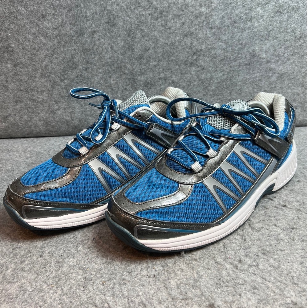 Orthofeet BioFit Mens Blue Silver Mesh Walking Shoes Sneakers Size 10.5 2E Wide